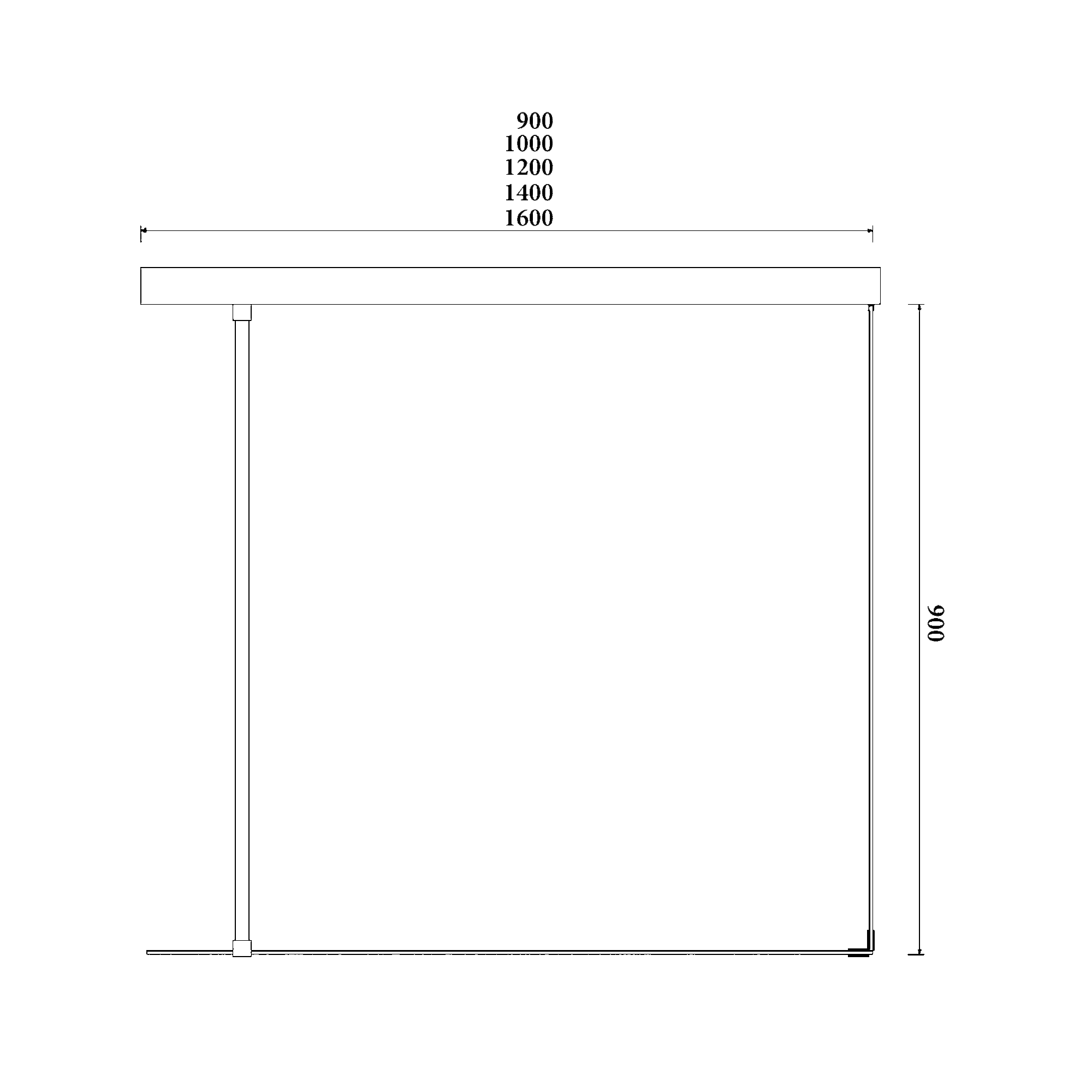 Sch&eacute;ma dimensions - Paroi de douche EXTATY 4